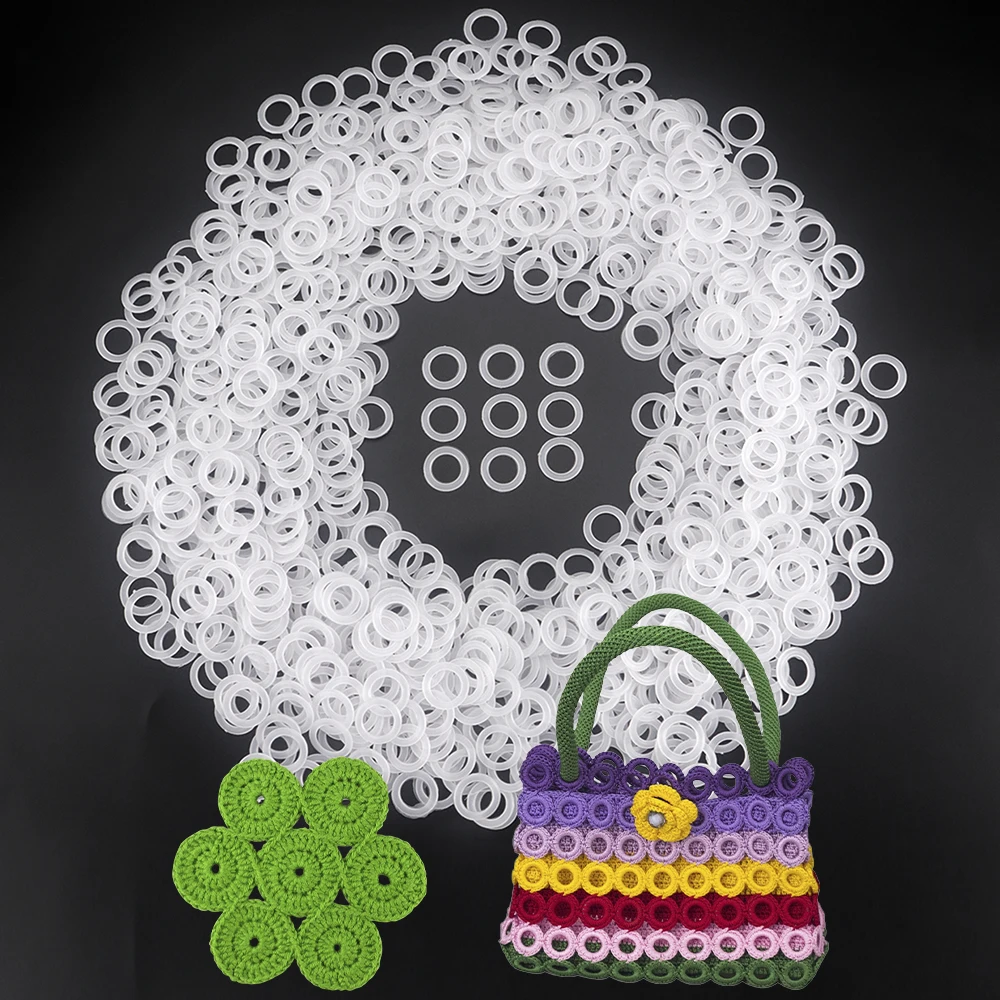 50/100/200/1000 Stück weiße Kunststoff-Häkelschlaufenringe, 2 cm runder O-Ring für DIY-Handstrickbeutel-Zubehör und Bastelbedarf