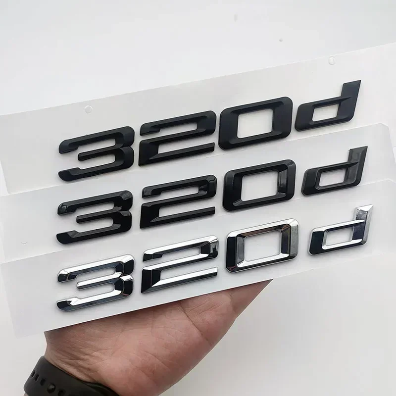 3D ABS Chrome Matt Black 320d Logo Emblem Car Rear Trunk Letters Sticker For BMW 320d E46 E90 E92 F30 F31 G20 Auto Accessories