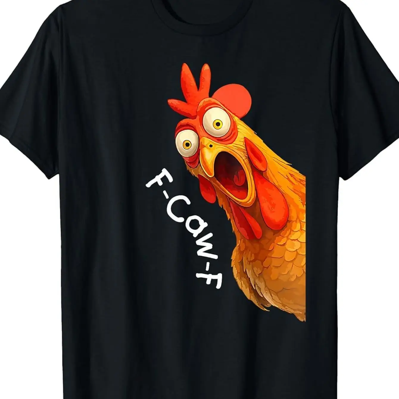 Maglietta da uomo con grafica divertente pollo F-Caw-F Gallo Cartoon Stampa Cotone Casual Manica corta Umorismo T-shirt per animali da fattoria