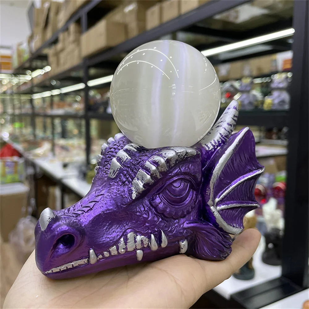 Dragon Head Resin Statue Crystal Ball Base Display Stand Unique Sculpture Office Decor Photography Props Excluding Ball