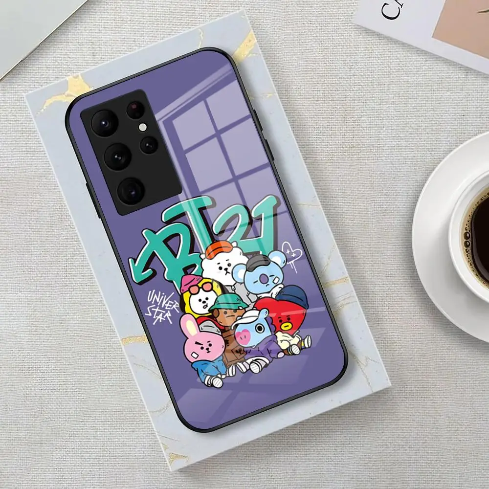 Kpop A-B-BT21-S Phone Case For Samsung S26 S25 Edge Ultra 23 22 21 20 Ultra Plus S24 Fe Glass Cover view 3