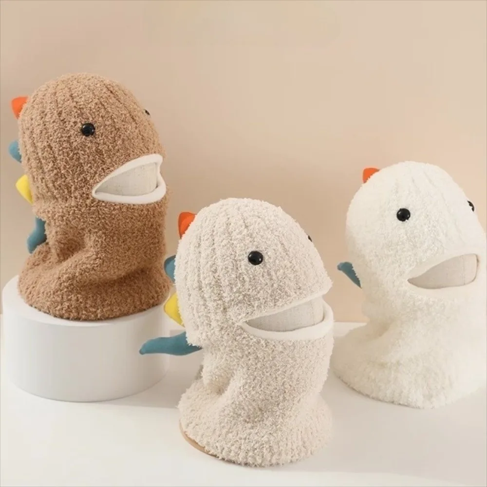 Cartoon Warm Kids Ear Protection Beanie Hat Coldproof Knitted Scarf Integrated Hat Windproof Plush Pullover Cap Autumn Winter