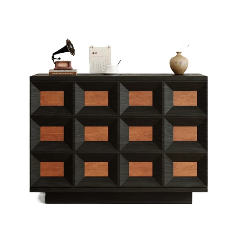 

Color matching chest, living room storage sofa, solid wood six-bedroom bedside medieval cabinet