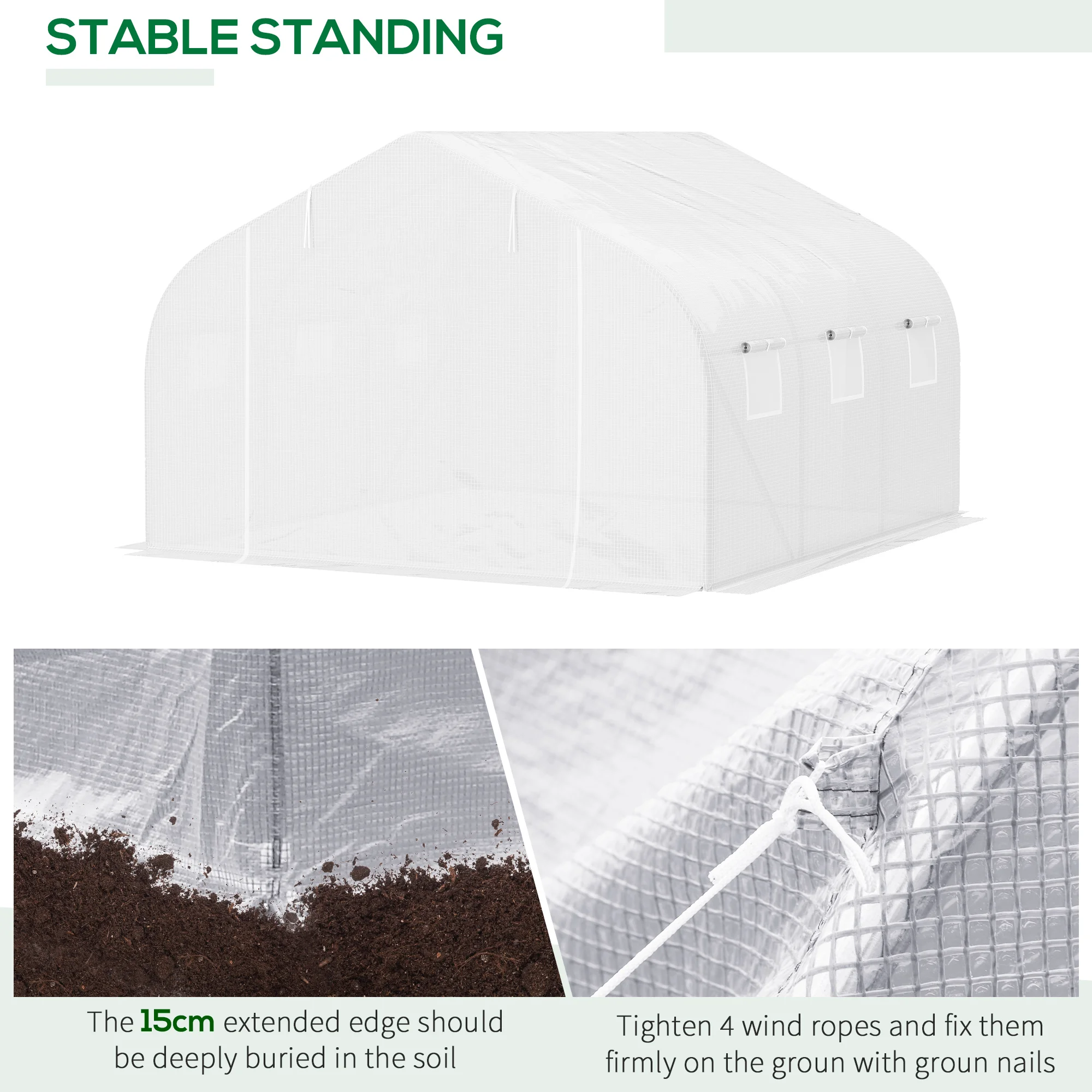 12' X 10' X 7' Large Walk-In Greenhouse, White, for Plant Gardening