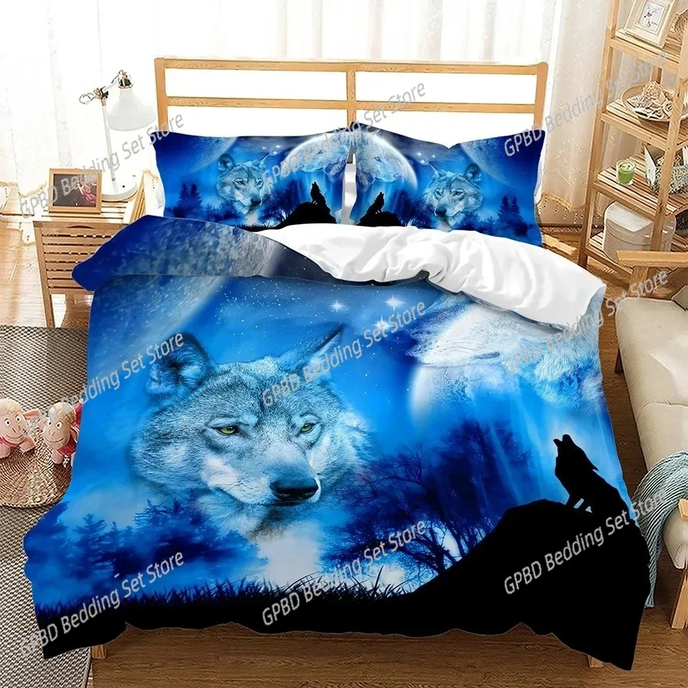 

Wolf Moon Snowfield Mountain Hill Tree Duvet Cover Bedding Set Comforter Linen Pillowcases Gift Single Double King Queen