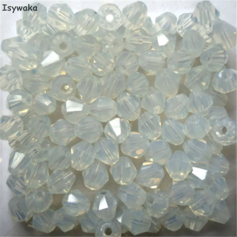 Isywaka Sale Milky White 100pcs 4mm Bicone Austria Crystal Beads charm Glass Beads Loose Spacer Bead for DIY Jewelry Making