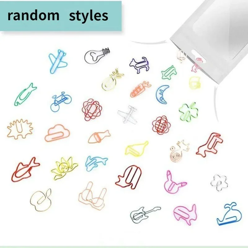 30Pcs/bag Colorful Creative Office Supplies Decorative Bookmarks Memo Bookmark Paper Clips Paperclip Bookmarks (Random Styles)