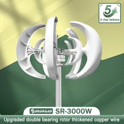 3000W Wind Turbine 12V 24V 48V Vertical Axies Wind Generator VAWT Small Windmill Free Energy With MPPT Charge Controller Homeuse