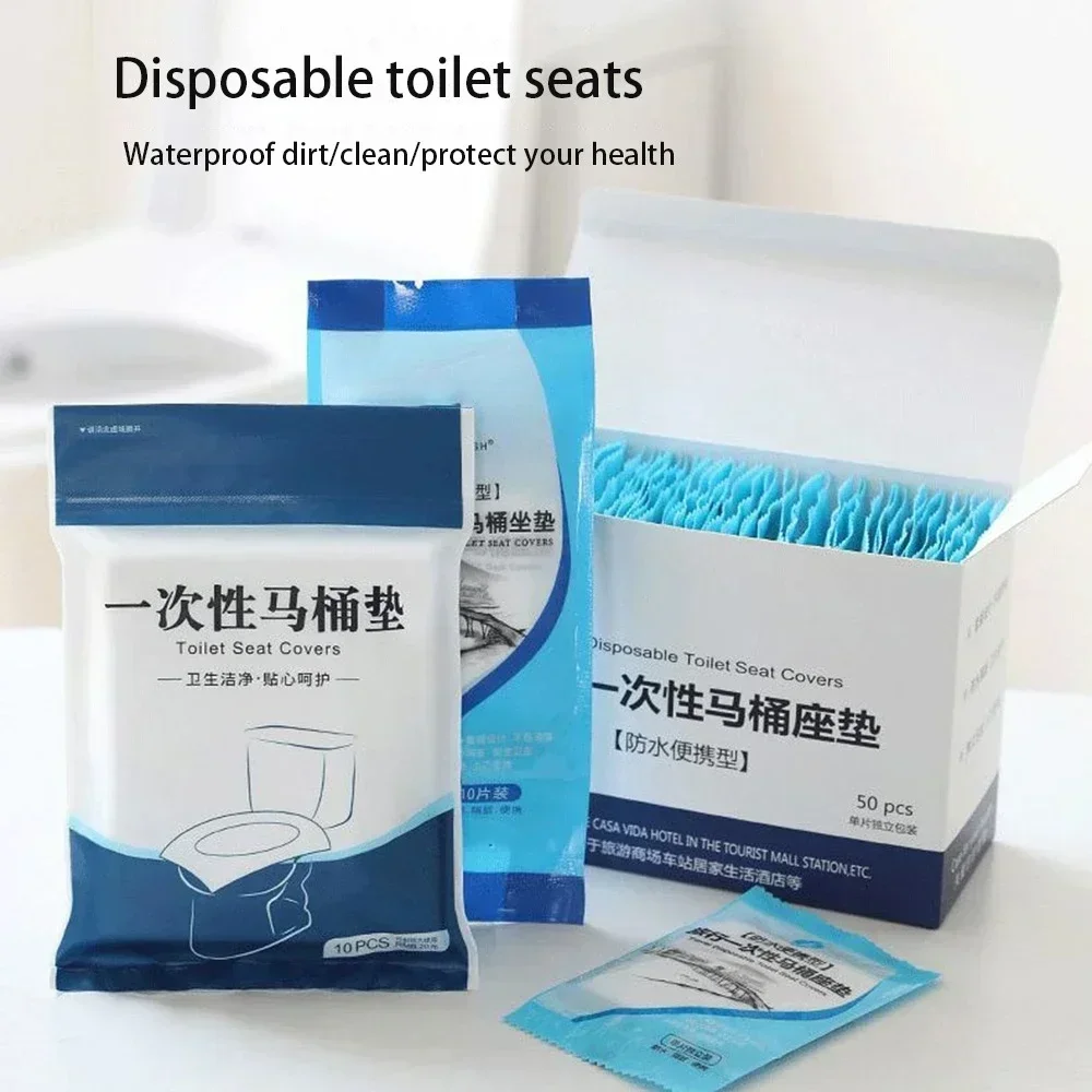 50Pcs Toilet Seat Cover Disposable Mat Portable 100% Waterproof Safety Toilet Seat Pad For Travel/Camping Bathroom Accessiori L1