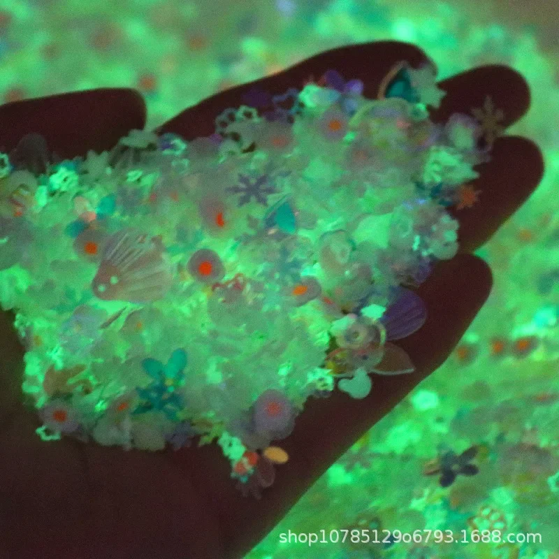 Internet famoso effetto luminoso paillettes stile misto miste con guscio concavo prugna fiocco di neve perlina circolare riempimento melma fai da te