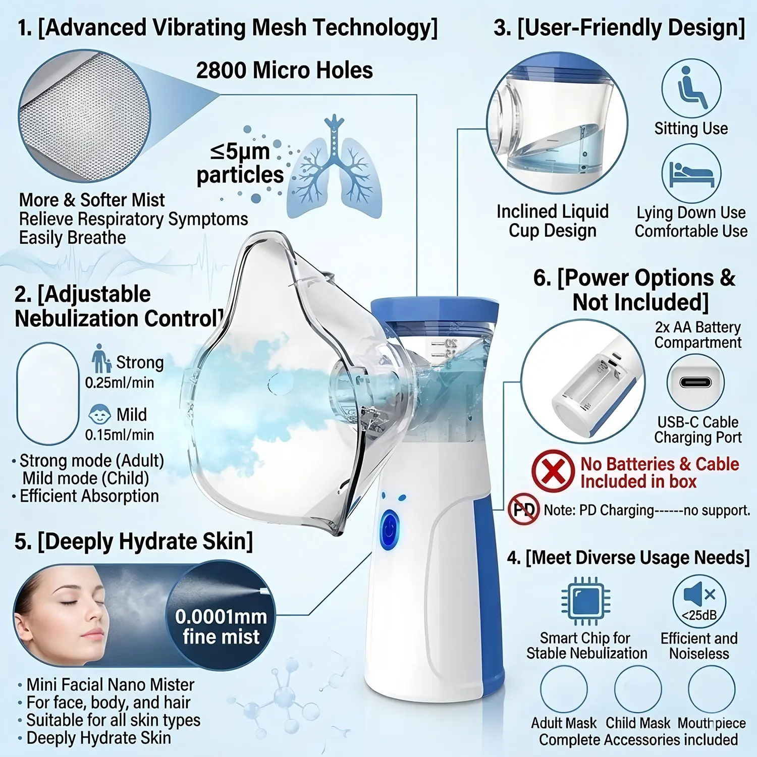 Digital Infrared LCD Forehead Medical Thermometer Portable Nebulizer Inhalators Mesh Atomizer Portable Nebulizer Humidifier