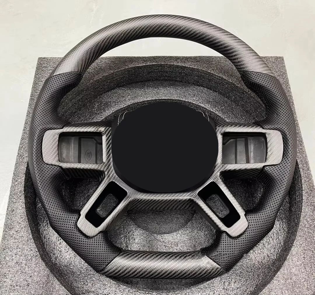 Real Carbon Fiber Steering Wheel for Land Rover Defender 2020-2024 Glossy Carbon Steering Wheel with Paddle Holes & Heating