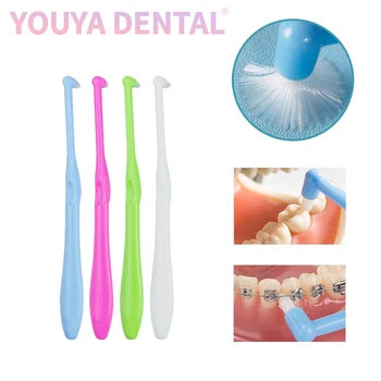 แปรงสีฟันกระจุกปลายแปรง5แพ็คสำหรับจัดฟันแปรงสีฟันขนแปรงปลายเรียวเล็กจัดฟันที่มีช่องเสียบแปรงสีฟันนุ่มนุ่มเครื่องมือสำหรับการจัดฟัน