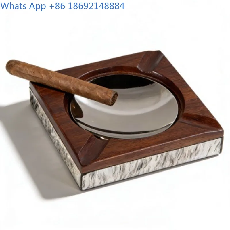 Modern Minimalist Metal Leather Horsehair Ornament Decoration Cigar Ashtray