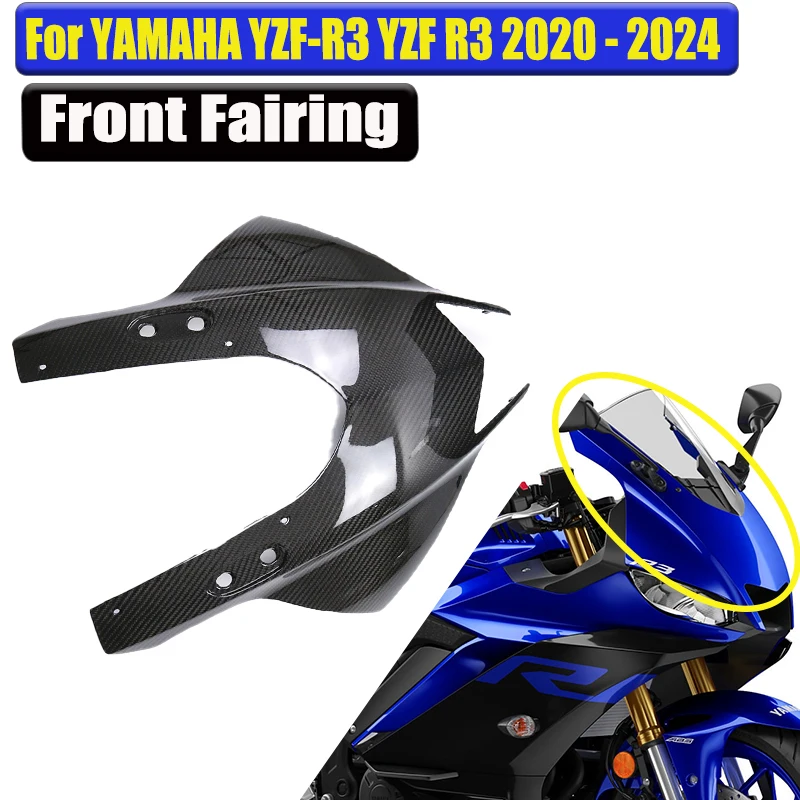 

Для YAMAHA YZF-R3 YZF R3 2020 2021 2022 2023 2024, полностью карбоновый передний обтекатель, комплект обтекателей, аксессуары для мотоциклов