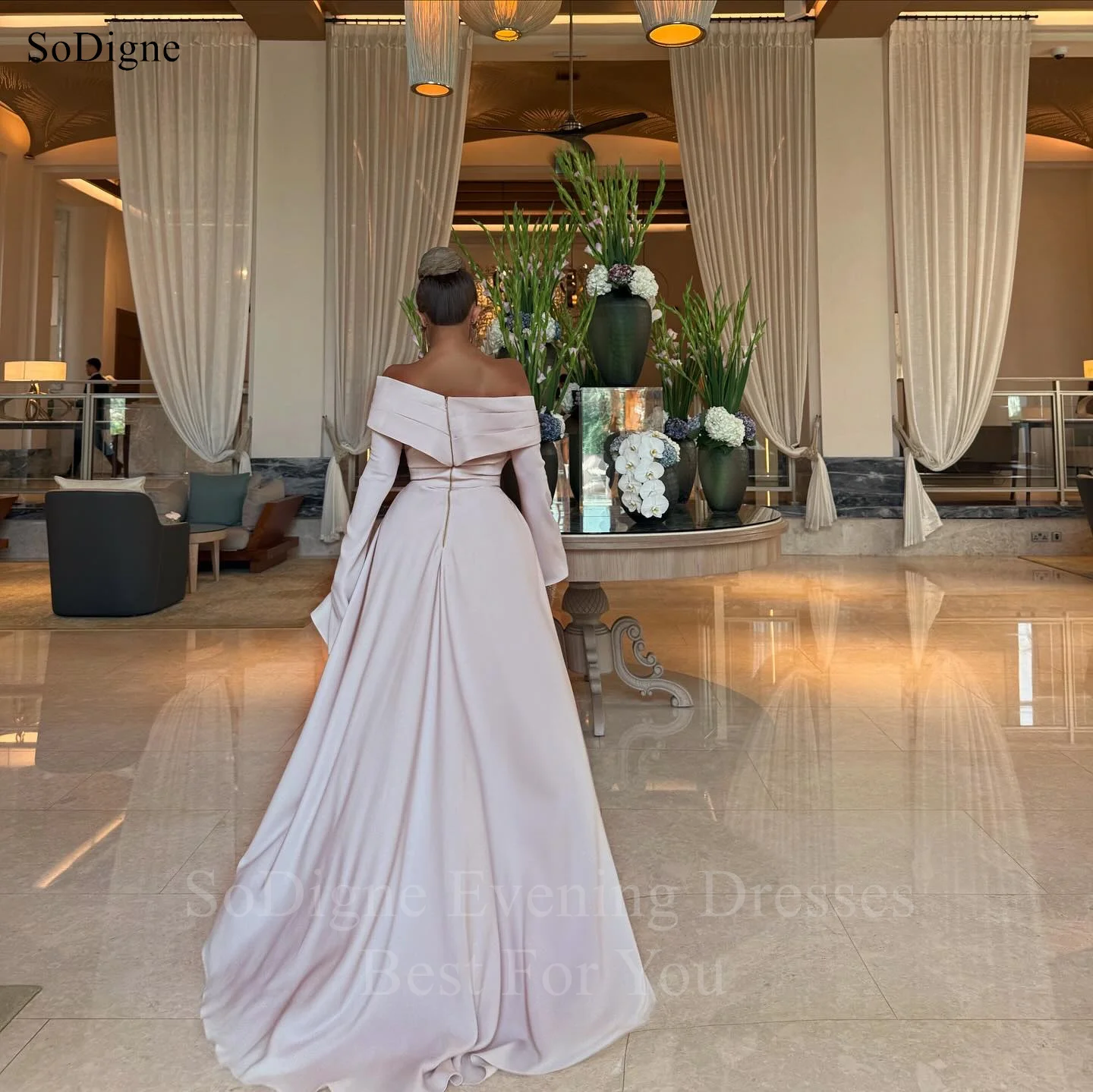 فساتين سهرة أنيقة من SoDigne بدون أكتاف وأكمام طويلة للحفلات فستان حورية البحر فساتين حفلات رسمية مخصصة