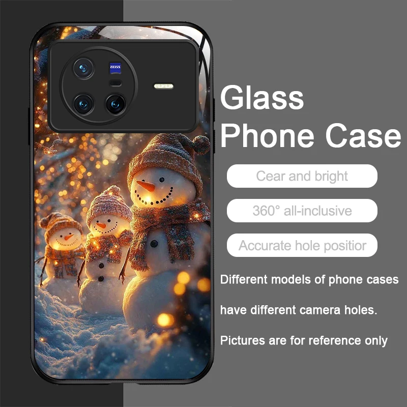 Urocze zimowe świąteczne etui na telefon z wzorem bałwana, wykonane z hartowanego szkła, do OPPO Reno 13F 12 11 10 ProPlus Find X8 X3 Lite A94 A58