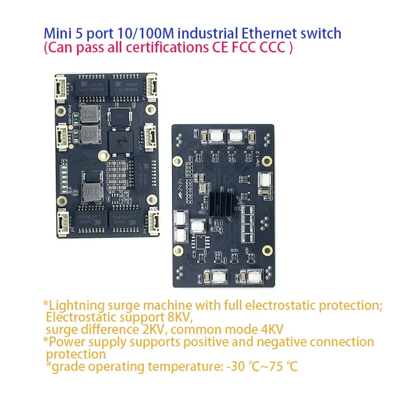 

Mini 5port 10/100M industrial ethernet switch module 9v-48v can pss certification all CCC CE FCC