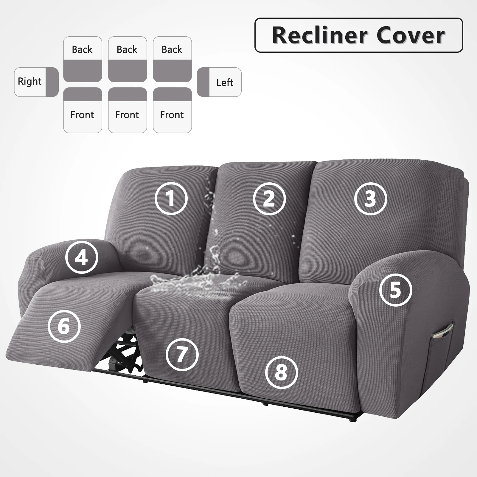 

Recliner Sofa Cover Water Repellent Stretch Jacquard Armchair Sofa Slipcover 1/2/3 Seater Relax Armchair Relax Cover Washable