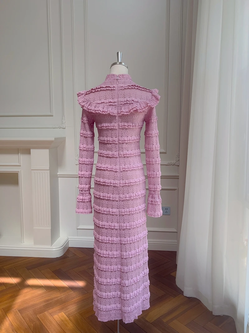 Rétro dame cloche Sve Dr Ele violet dentelle longue Dr vacances Sle Dr taille haute a-ligne jupe fermeture à glissière