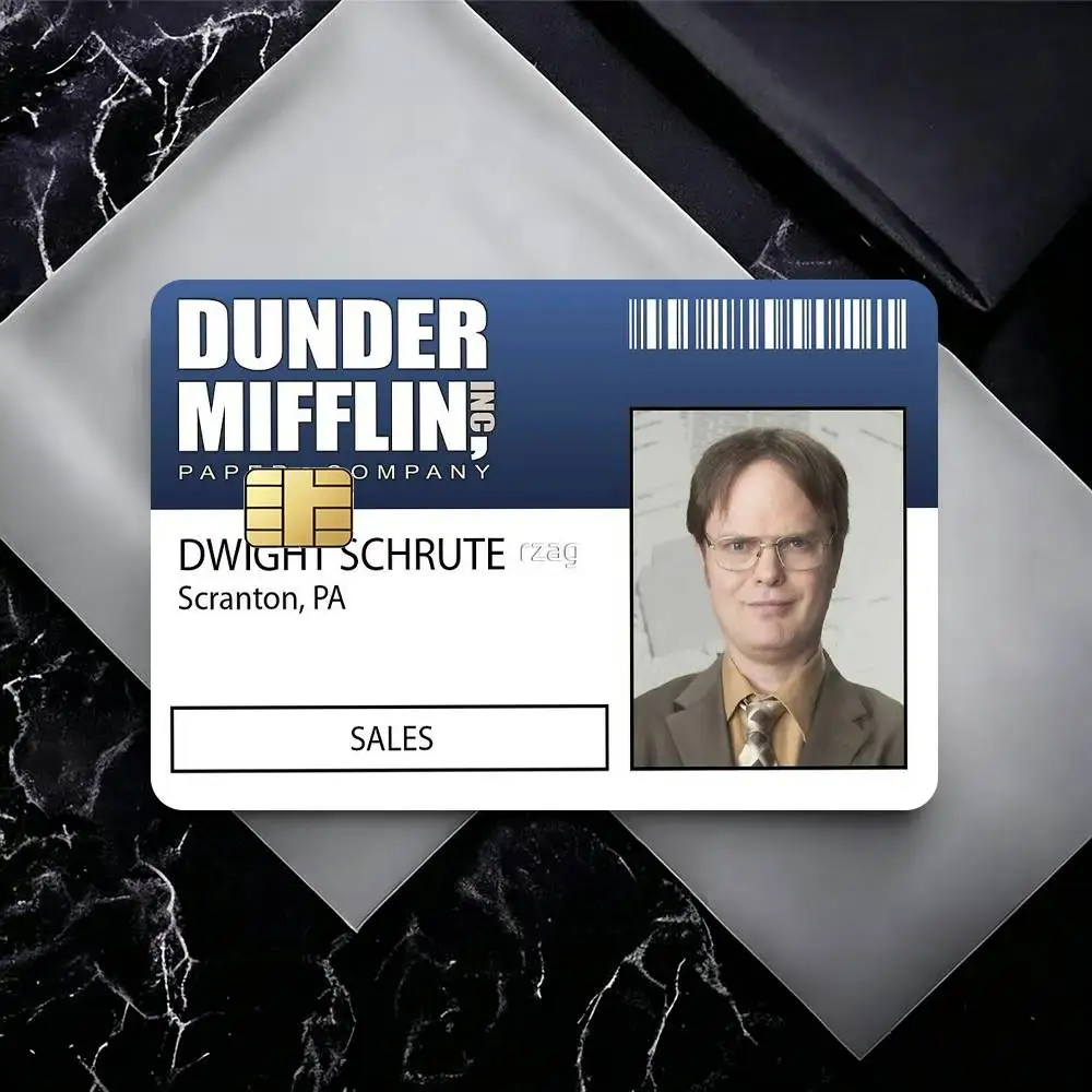 Funny D-Dwight Schrute ID Bank  Credit Card Debit Card Waterproof Sticker Bank Bus Card Protective Film Sticker