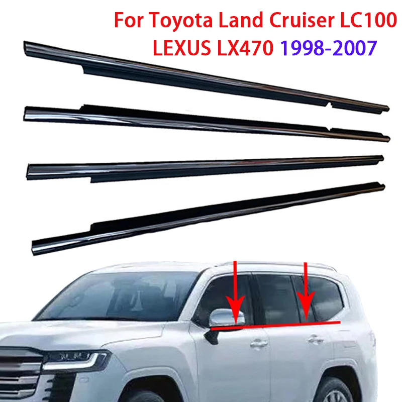 4PCS Car Window Glass Window Seal Moulding Trim for Toyota Land Cruiser LC100 LEXUS LX470 1998-2007