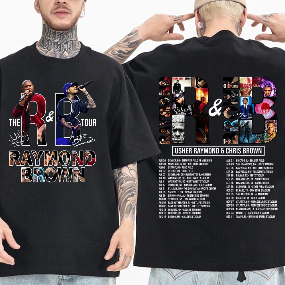 2026 Chris Brown and Usher Tour T-shirt Man Woman Harajuku Short Sleeve O-neck Casual Shirt