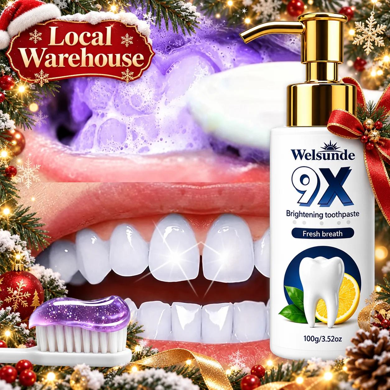 1/3PCS Tooth Whitening Toothpaste, Exquisite Christmas gifts,Hydroxyapatite, Natural Herbal Ingredients, Deep Cleaning Formula, Fresh Breath, Gentle Daily Oral Care, Rich Foam Texture, Easy Dispensing Pump Design,