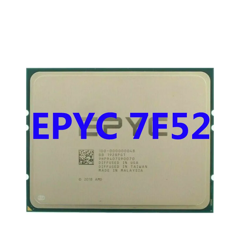 

AMD EPYC 7F52 CPU 3.2GHZ 16C/32T 64M cache 240W DDR4-2666V Socket sp3 Processor for LGA4094 Motherboard