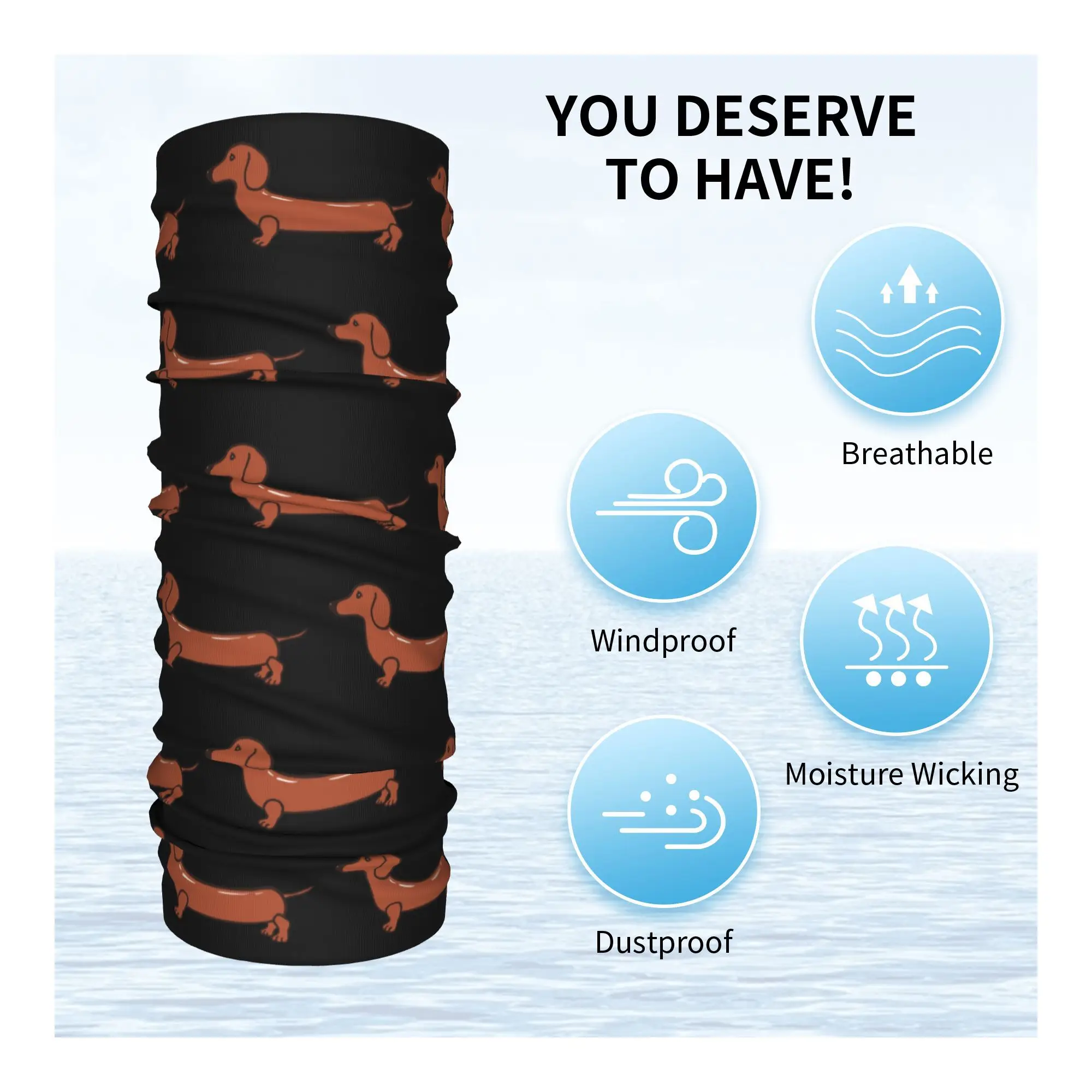 Sausage Dog Puppy Funny Dachshund Bandana Neck Cover Printed Mask Scarf Multifunction Balaclava Running For Men Women Adult