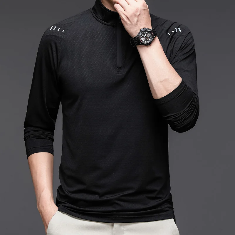 High-elasticity Comfortable Casual Men Crew Neck Top Fashionable Run Sport Skin-friendly Soft Breathable Sweat-absorbing T-shirt
