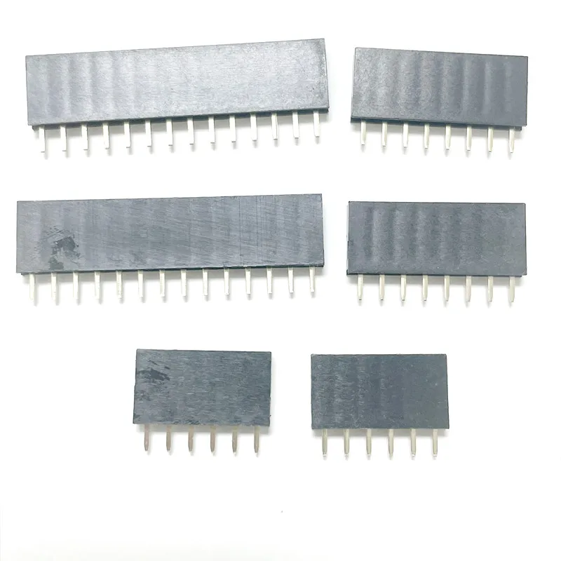 10PCS 2.54mm Pitch baris tunggal perempuan 2-40P PCB papan soket Pin konektor Header Strip Pinheader 2/3/4/6/10/12/16/20/40Pin