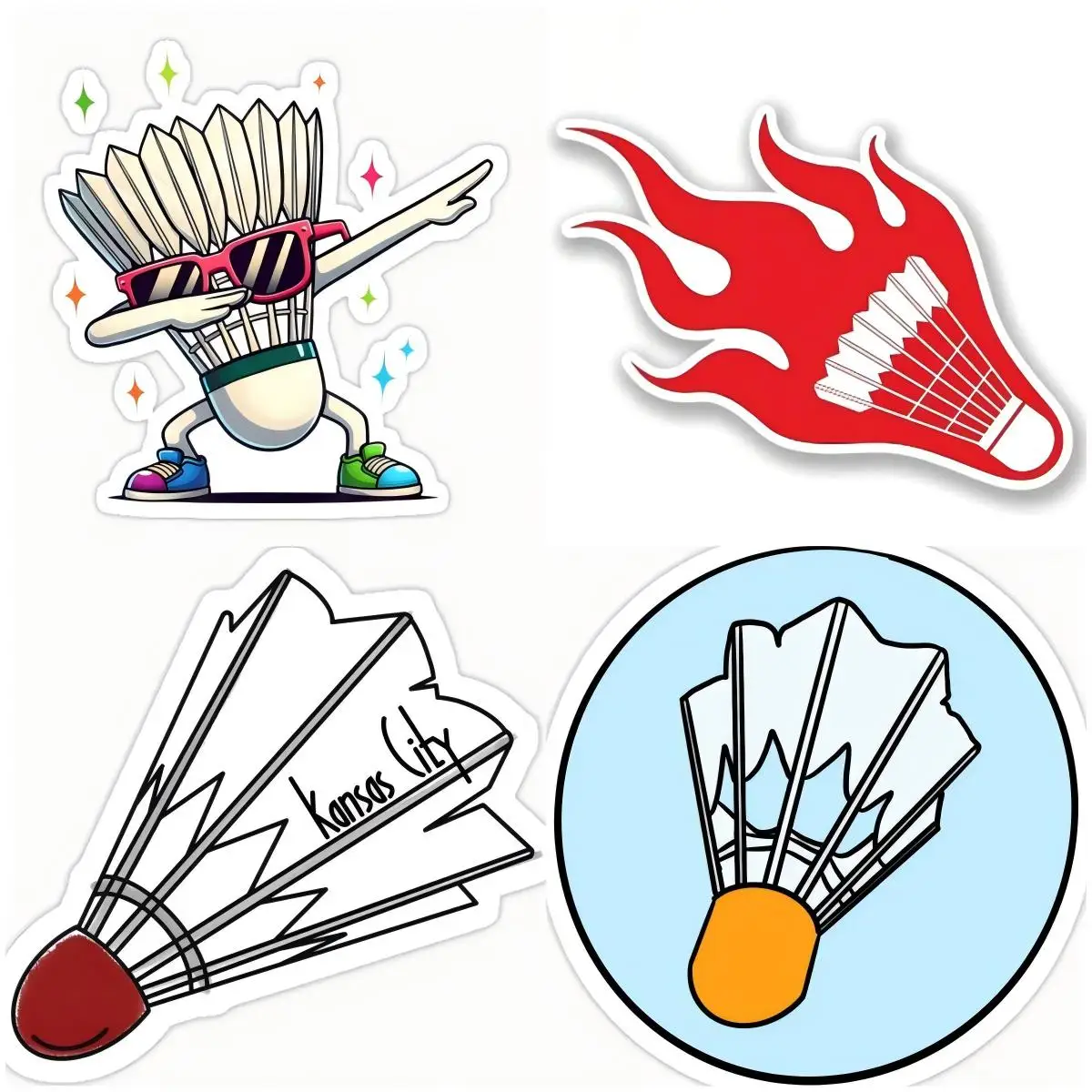 Car Sticker Waterproof Shuttlecock Badminton With Flame Vinyl Sticker Laptop Helmet Bike Car Darts Gift