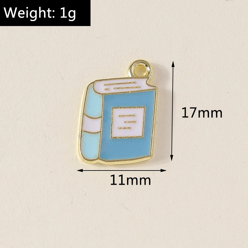 10 Stück 11x17mm Niedliche Emaille-Buch-Anhänger für die Herstellung von Halsketten, Ohrringen, Armbändern, DIY-Bastelarbeiten, Schmuckzubehör und Accessoires – Detail 1