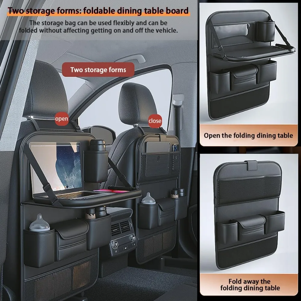Friendly Rear Seat Organizer Premium Waterproof PU Leather Car Seat Back Pocket with Stain Proof Tablet Storage Auto Accessory - view 2