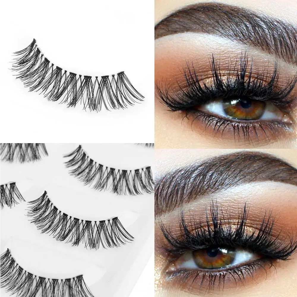 5 Pairs Lot Makeup Long Black Cross False Eyelash Eye Lash Extension