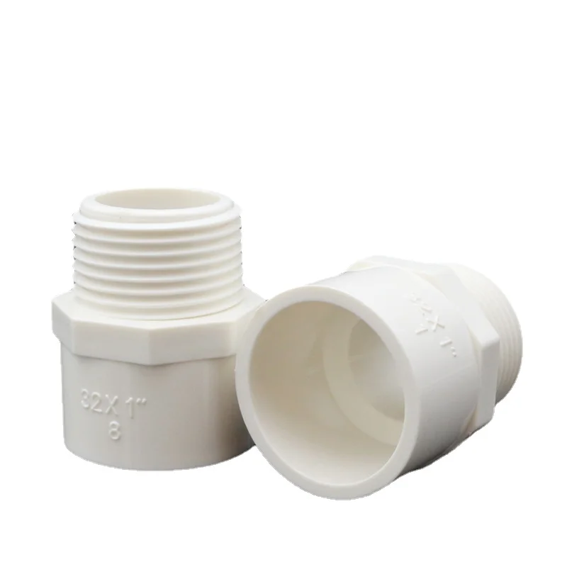 

5 pcs PVC water pipe fitting outer thread direct 20 25 32 40 50 63 75 rubber outer thread straight through joint