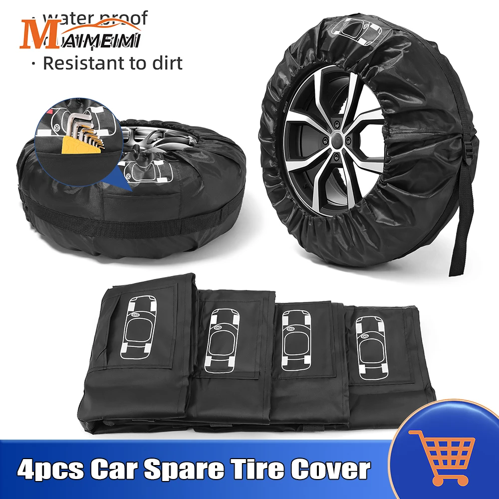 

4PCS Car Spare Tire Cover Bag Car Tire Cover Case Dust Protection Sleeve For Auto Tire Accessories Spare Wheel Pouch 13-16inch