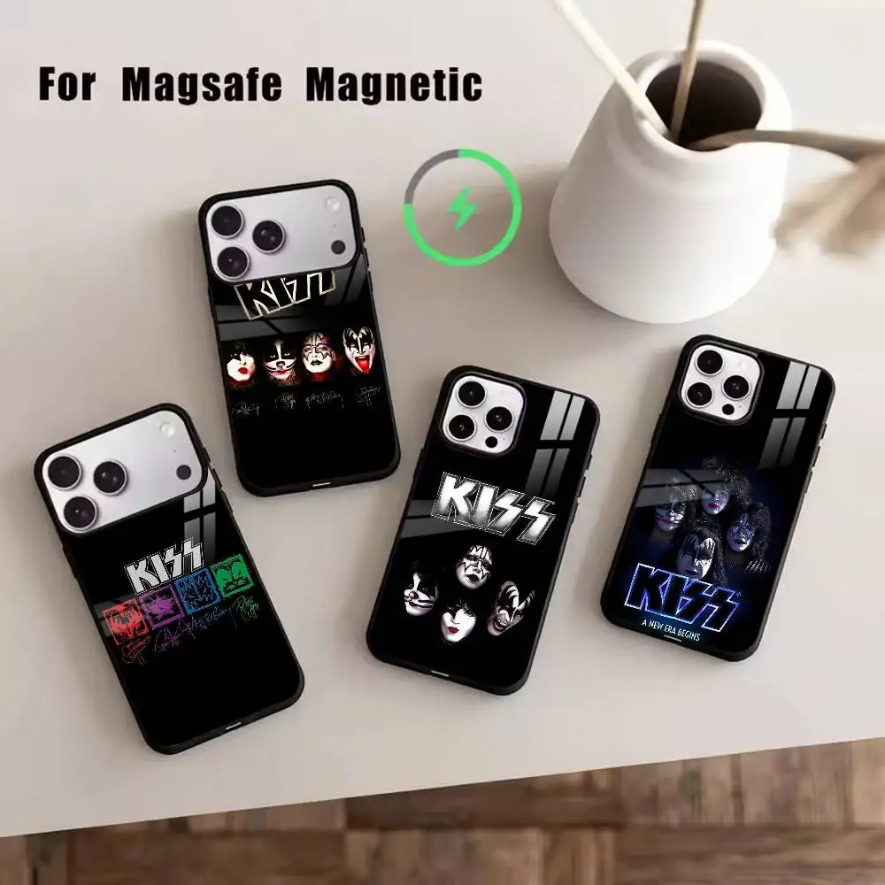 

Band R-Rock K-Kiss Phone Case For Magsafe Wireless Charging For iPhone17,16,15,14,13,12,11 Plus,Pro Magnetic