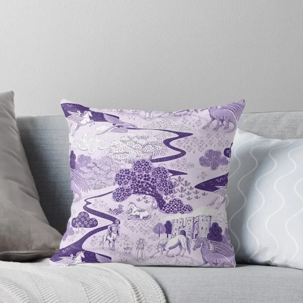

Mythical Creatures Toile- Purple :) Throw Pillow Pillows Aesthetic Bed pillowcases christmas supplies pillow