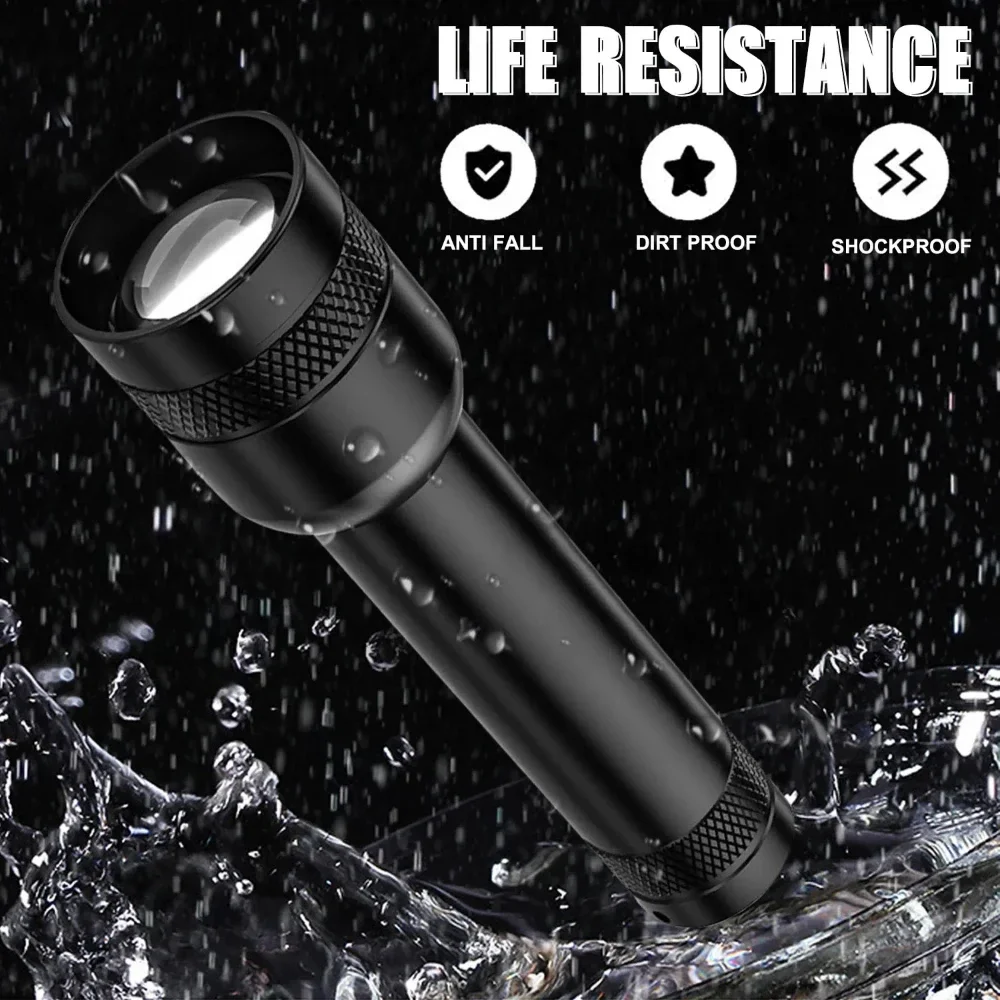 Poderosa lanterna led recarregável usb 3 modos handlight telescópica zoom tocha liga de alumínio acampamento ao ar livre lanterna de pesca