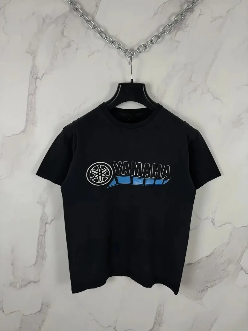 

2026 Summer Cotton Yamaha Logo Black Fashionable Short Sleeved T-shirt, Men's and Women's Motorcycle Riding Casual Sportswear