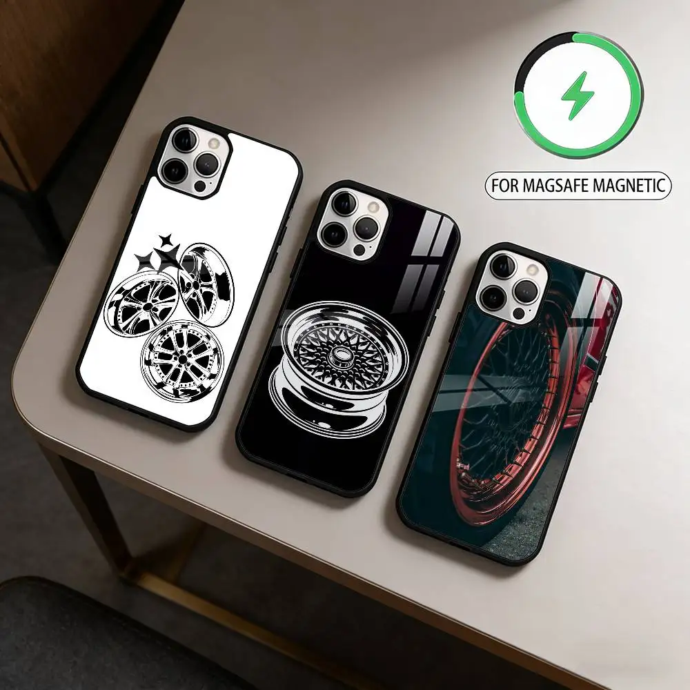 C-car W-wheels   Magnetic For Magsafe Wireless Charging Phone Case For iPhone17,16,15,14,13,12,11 Plus,Pro Max