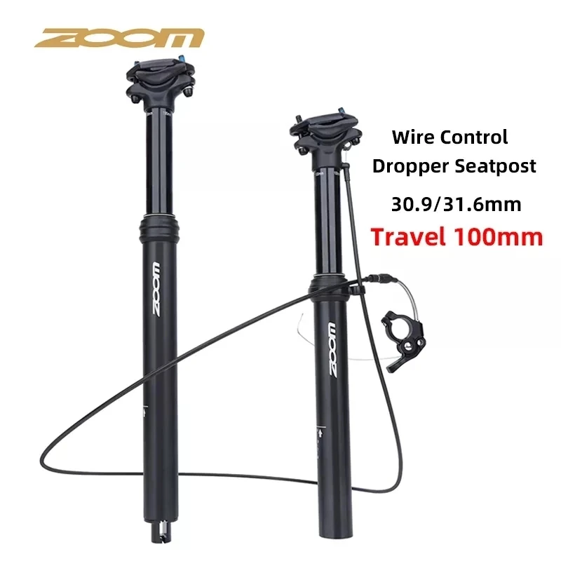 

ZOOM MTB Dropper Seatpost Wire Control Travel 100mm Internal Routing External Cable Remote Lever MTB Bicycle Seat Post 30.9 31.6