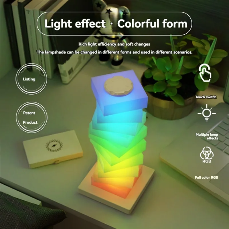 

AB46-RGB Desk Lamp With Wireless Changing Touch Table Lamp For Bedside Night Light Gradient Home Atmosphere Decoration