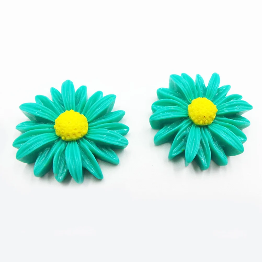 

100 шт., детские аксессуары для волос, детали, смоляные кабошоны с цветком ромашки и плоской задней частью для изготовления ювелирных изделий, принадлежности для украшений своими руками