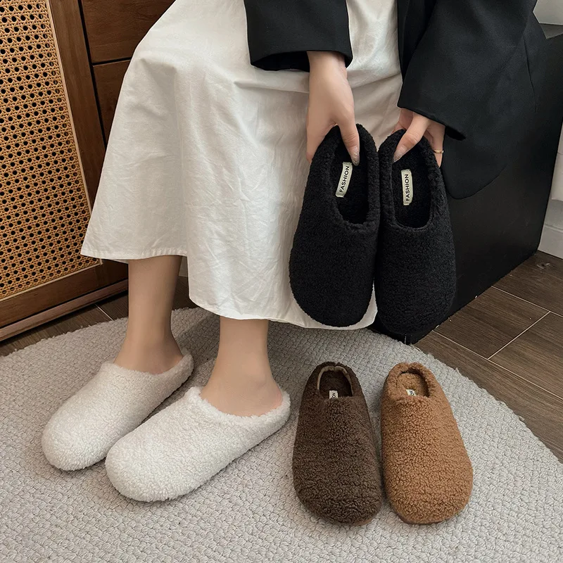 

Autumn and winter new cashmere women's cotton shoes casual thick-soled warm plush shoes comfortable flat-soled non-slip shoes
