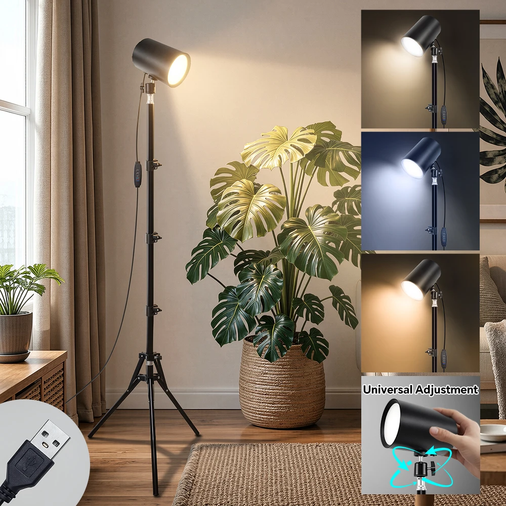 

LED Floor Lamp with 3 Light Modes, USB Dimmable Floor Standing Light Adjustable Work Lamp for Living Room Office Bedroom Reading