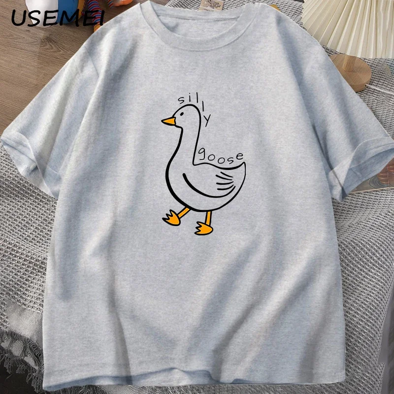 Silly Goose University O Neck Tee Shirt Men Clothes Tees Cotton Casual Print T Shirts Summer Unisex O Neck Mens Clothes Tops