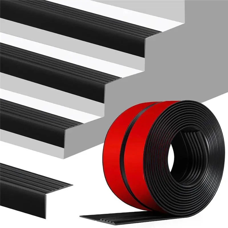 AT63-Stair Edge Protector Rubber Edging Guard Trim Self Adhesive For Outdoor Indoor Black